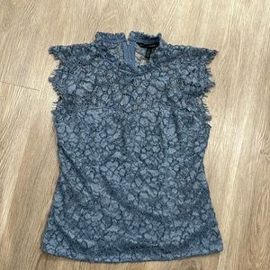 White House black market blue lace blouse no flaws
